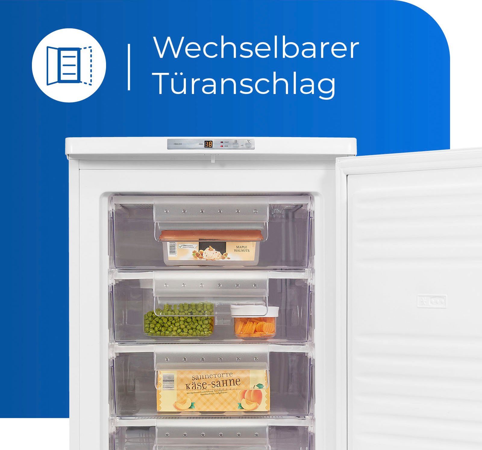 exquisit Gefrierschrank GS80-HE-040E weiss, 85,5 cm hoch, 55 cm breit