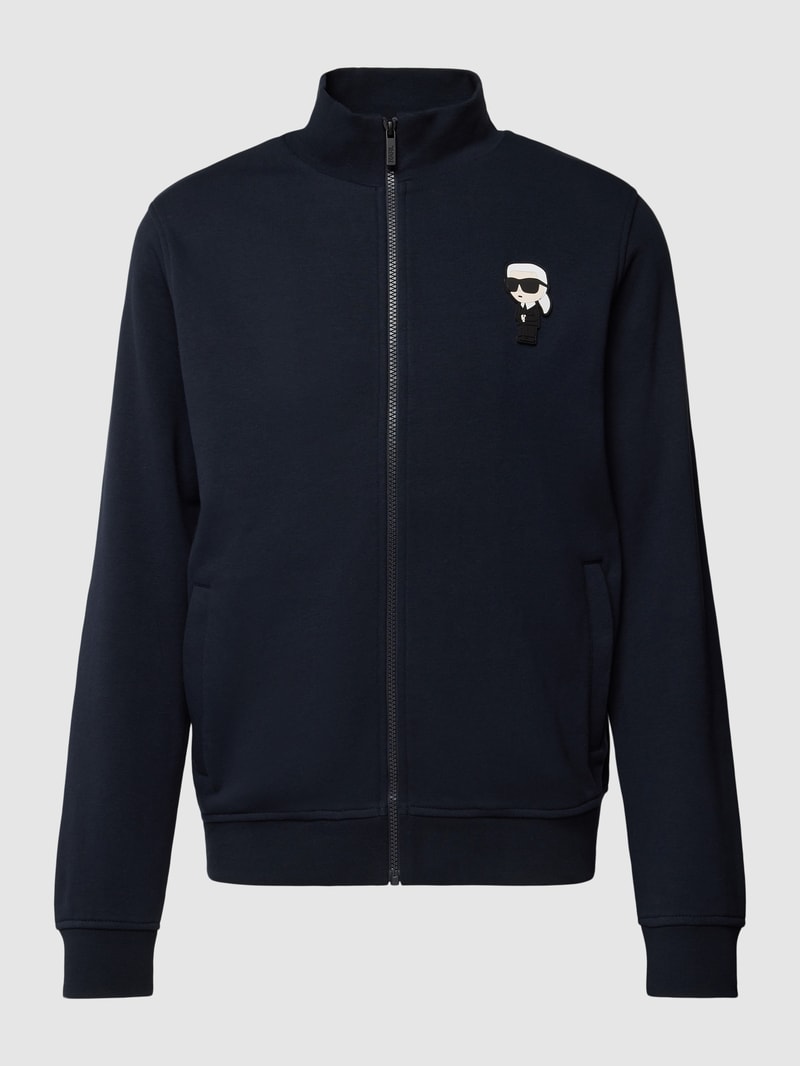 Sweatjacke mit Label-Patch in marineblau