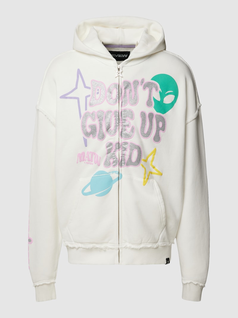 Sweatjacke mit Label-Print - MATW X REVIEW in offwhite