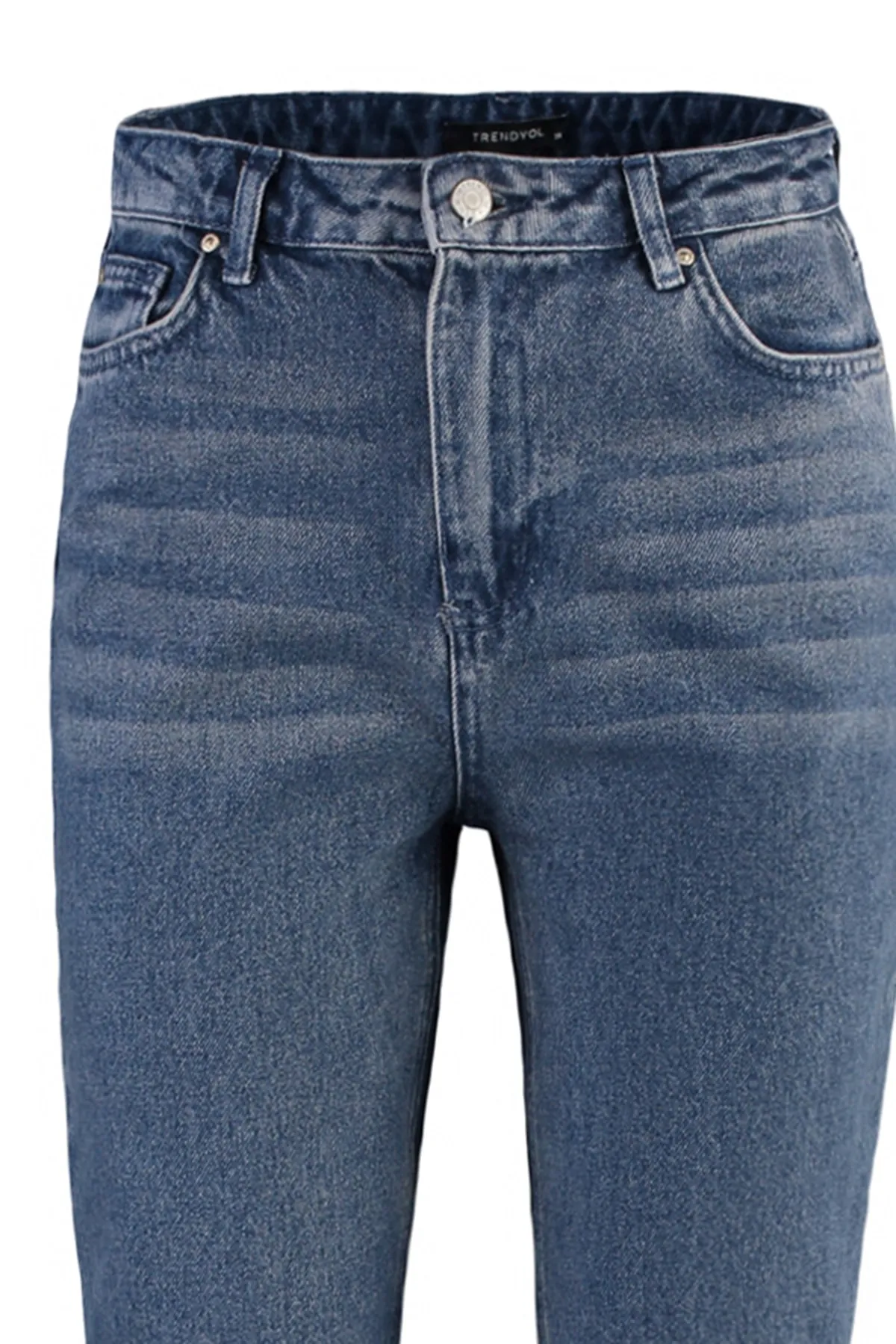 Trendyol Collection  Blaue gerade Jeans mit hoher Taille TWOSS20JE0166