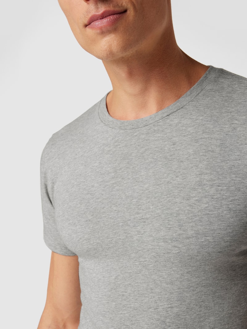 T-Shirt mit Logo-Stitching im 2er-Pack in hellgrau meliert