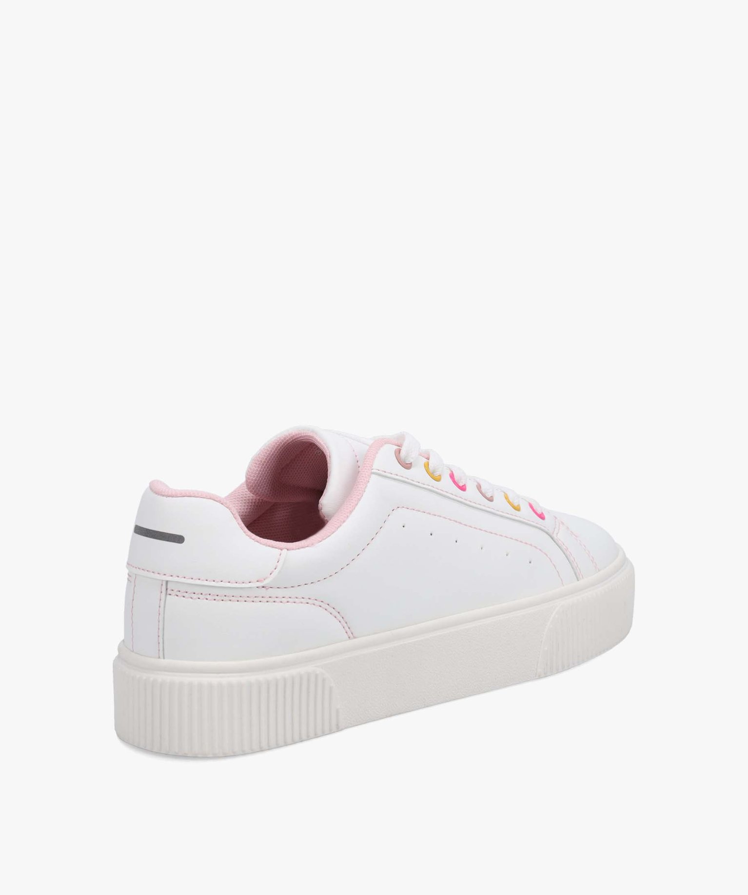Tennis femme unies à illets colorés blanc | GEMO