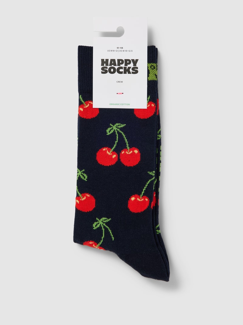 Socken mit Allover-Motiv Modell 'Cherry' in marineblau