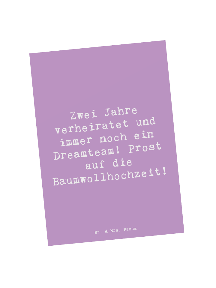 Mr. & Mrs. Panda Postkarte Spruch 2. Hochzeitstag Baumwollhochze... in Lavendeltraum günstig kaufen onesize