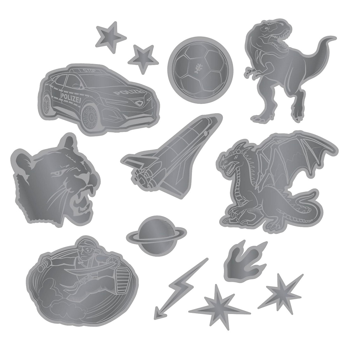 Reflektierendes Sticker-Set, schwarz