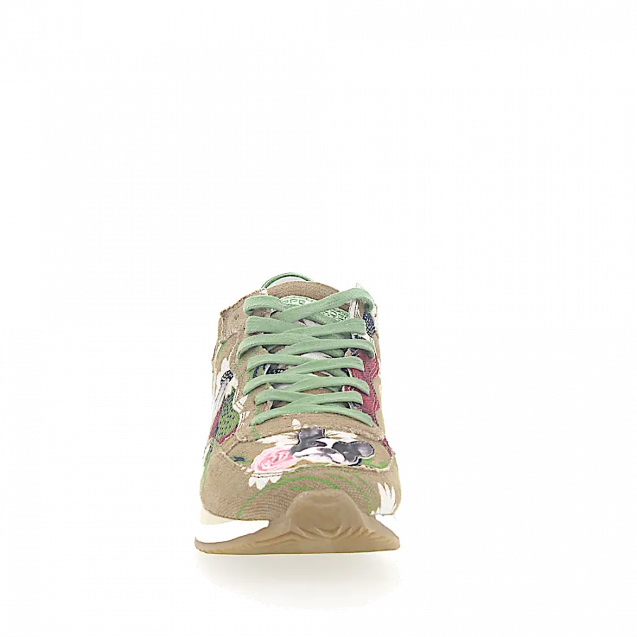 Philippe Model - Sneaker ETOILE Stoff beige Blumenmuster Bulldog Patch - beige