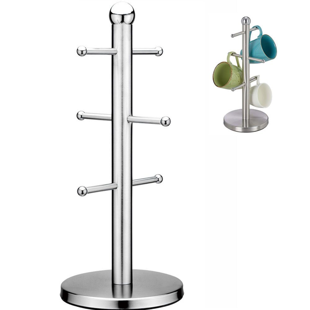Sarfly Gläserhalter Tassenhalter, mit 6 Stangen (1 St), für Kaffeebecher, Küche, runder Tassenbaum