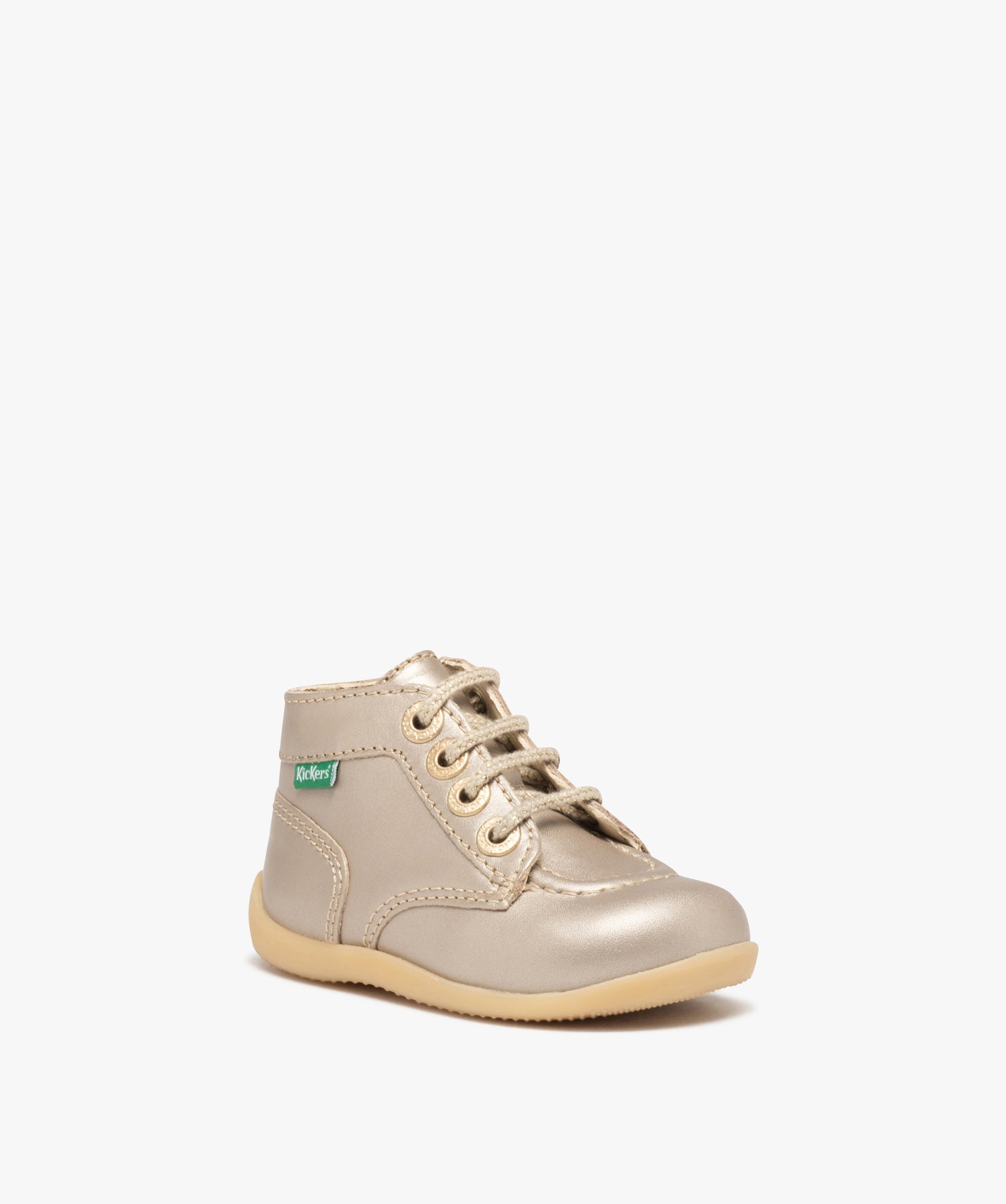 Bottillons premiers pas bébé fille en cuir Kickers or | GEMO