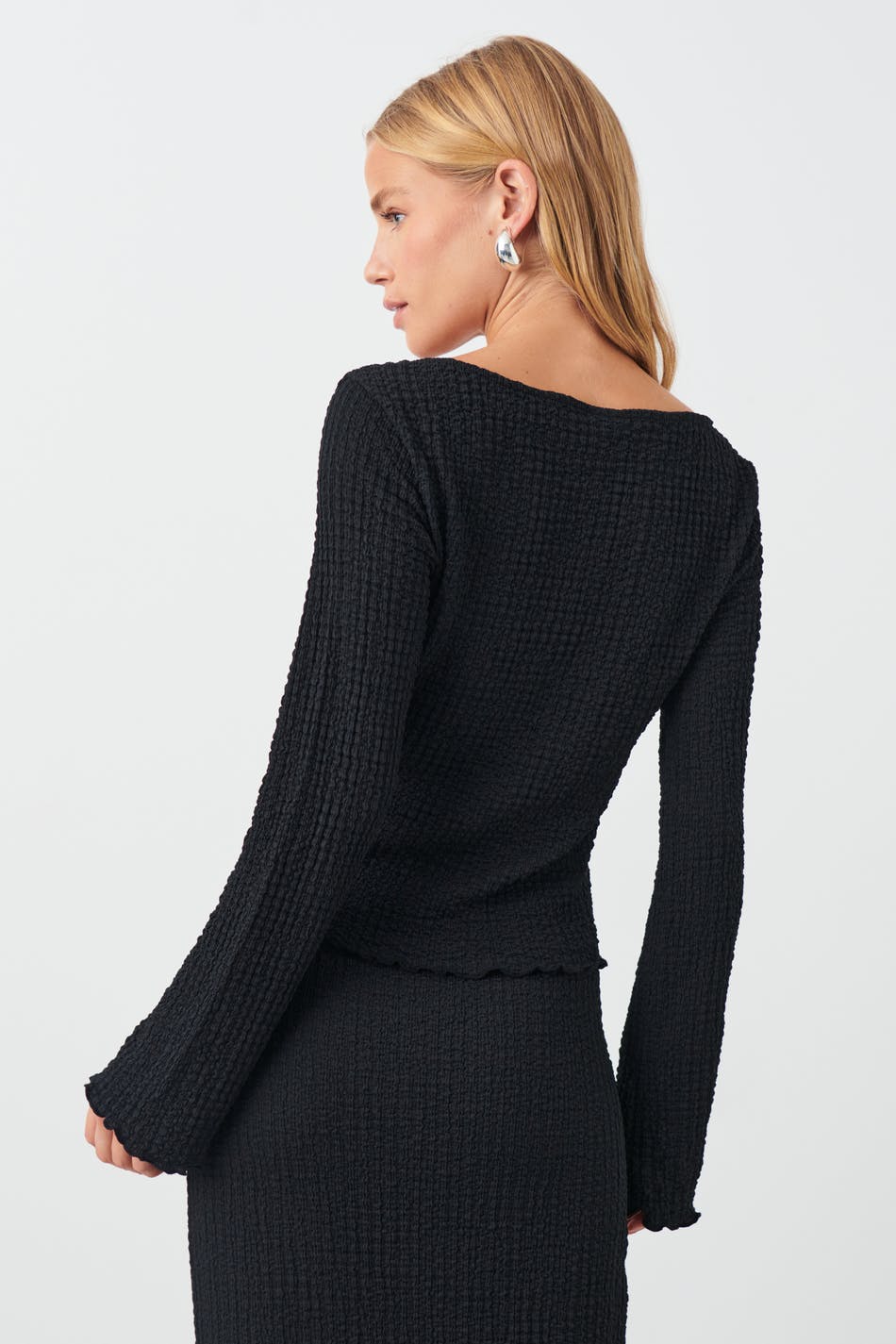Textured square neck top