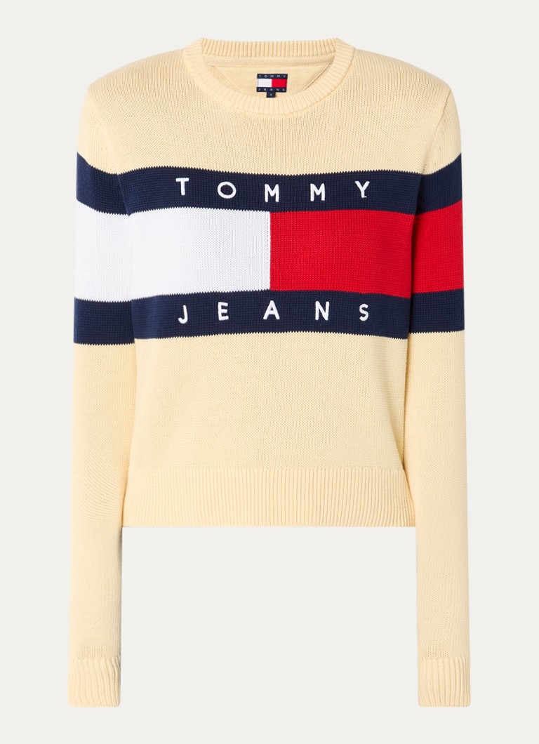Pulover Tommy Hilfiger tricotat fin cu logo țesut