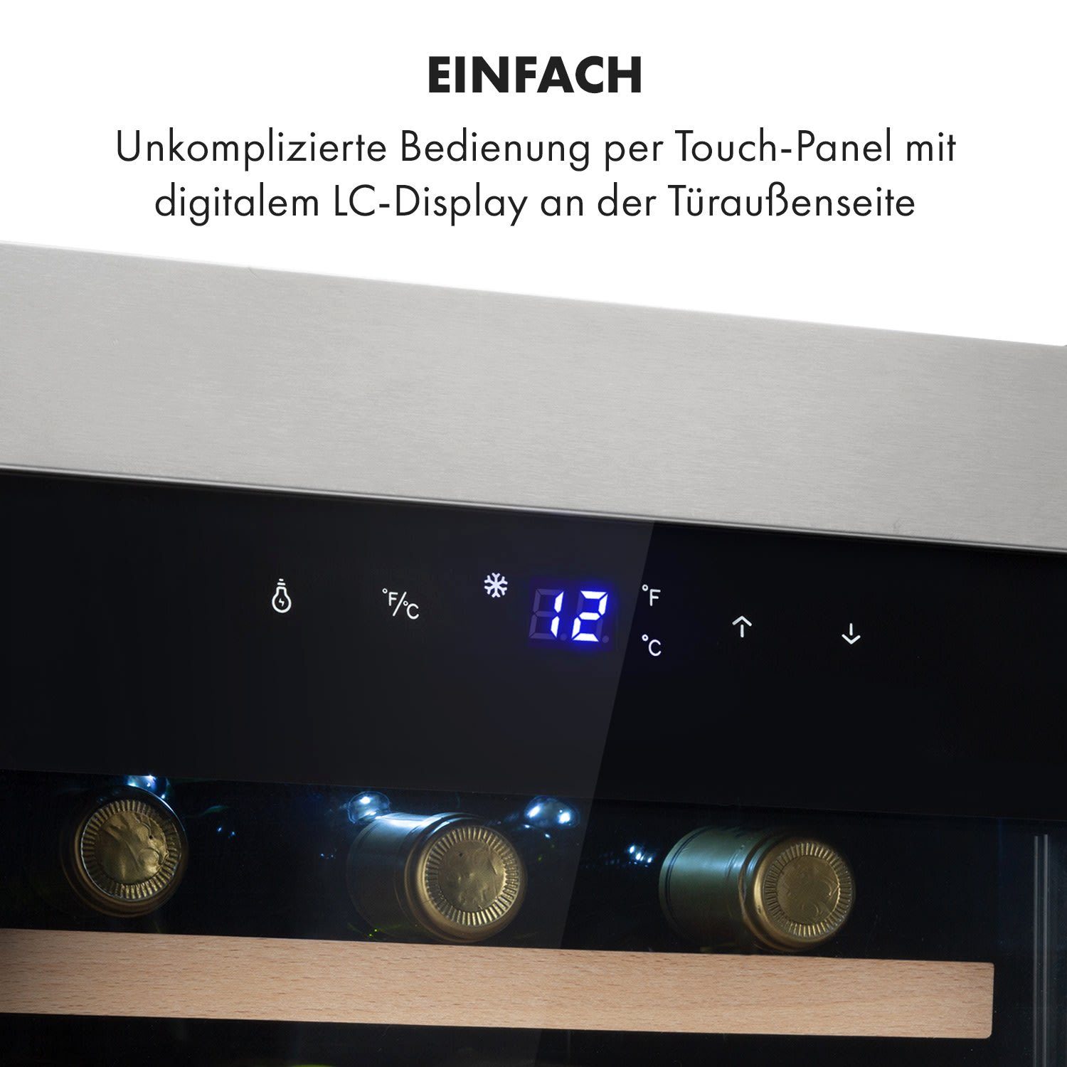 Klarstein Weinkühlschrank Reserva 12 Uno, für 12 Standardflaschen á 0,75l,Wein Flaschenkühlschrank Weintemperierschrank Weinschrank Kühlschrank