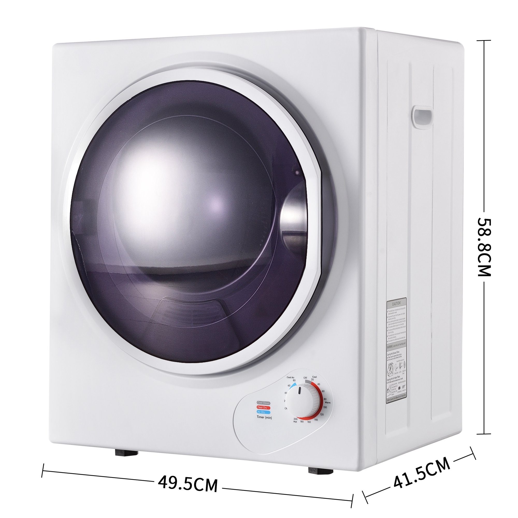 REDOM Ablufttrockner Mini tumble dryer, 2.5 kg, can be wall-mounted, simple operation, 2.5 kg, 200 minutes timer,dual filters,PTC ceramic heating,stainles steel drum