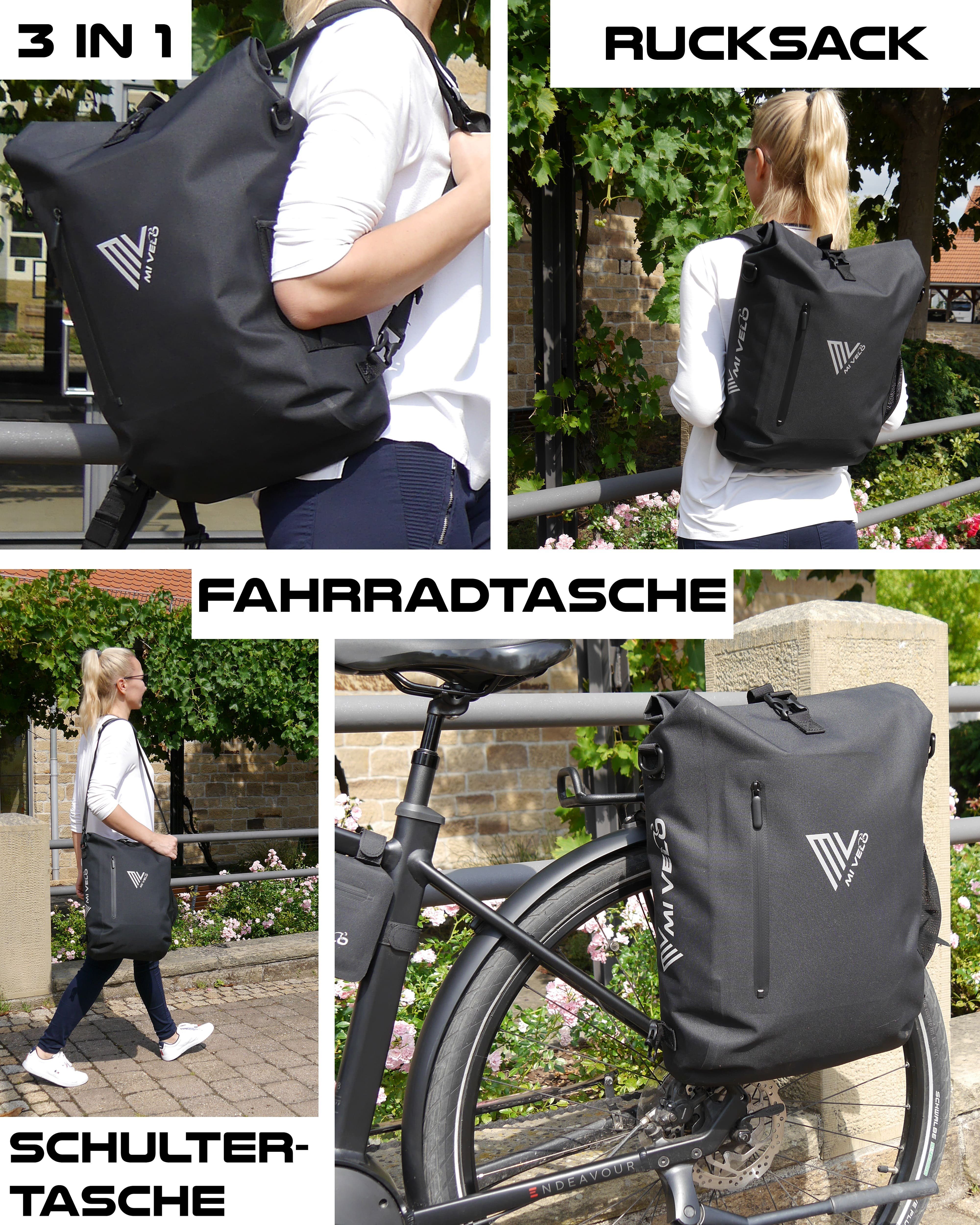 MIVELO Fahrradtasche 3in1 Gepäckträgertasche, Rucksack für Fahrrad Gepäckträger wasserdicht