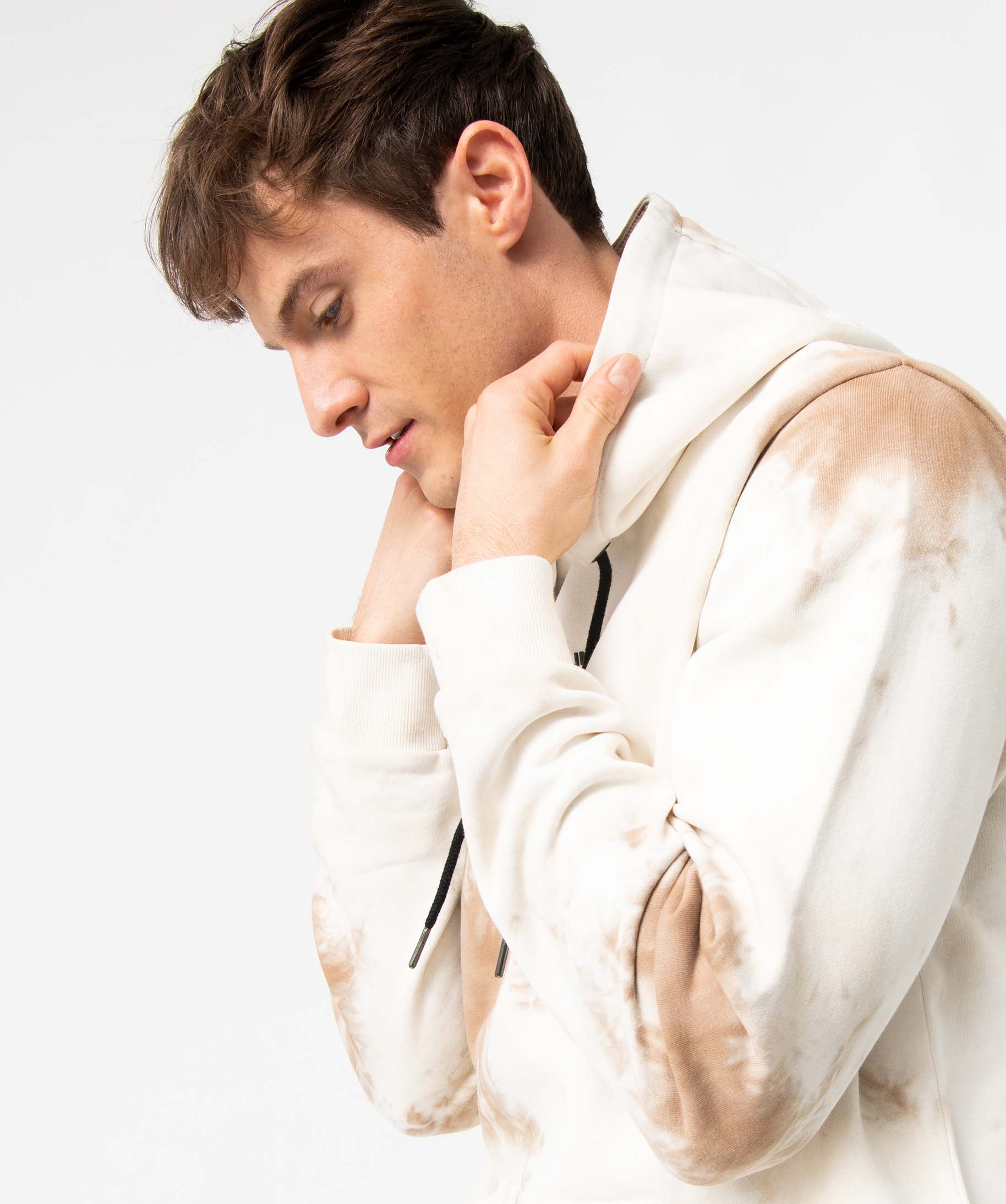 Sweat homme tie-and-dye à capuche beige | GEMO
