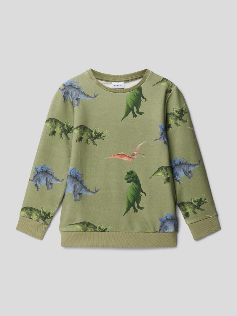 Sweatshirt mit Allover-Muster in petrol