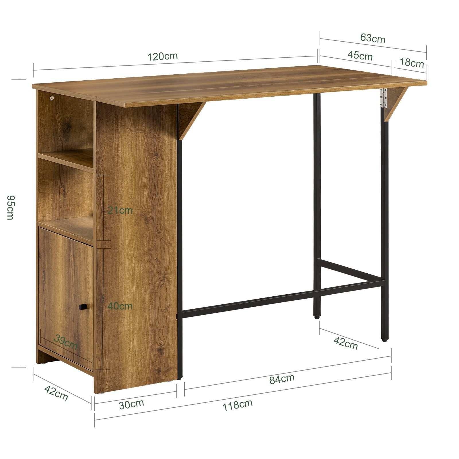 SoBuy Bartisch FWT98, mit Arbeitsfläche Esstisch Küchentisch Bistrotisch Stehtisch