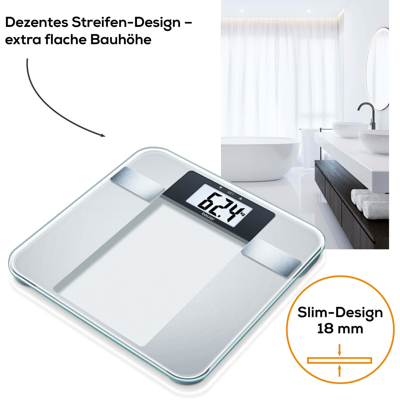 Beurer Diagnosewaage - BG 13-Analysewaage mit BMI Ganzkörperanalyse & XL-Display - bis 150 kg