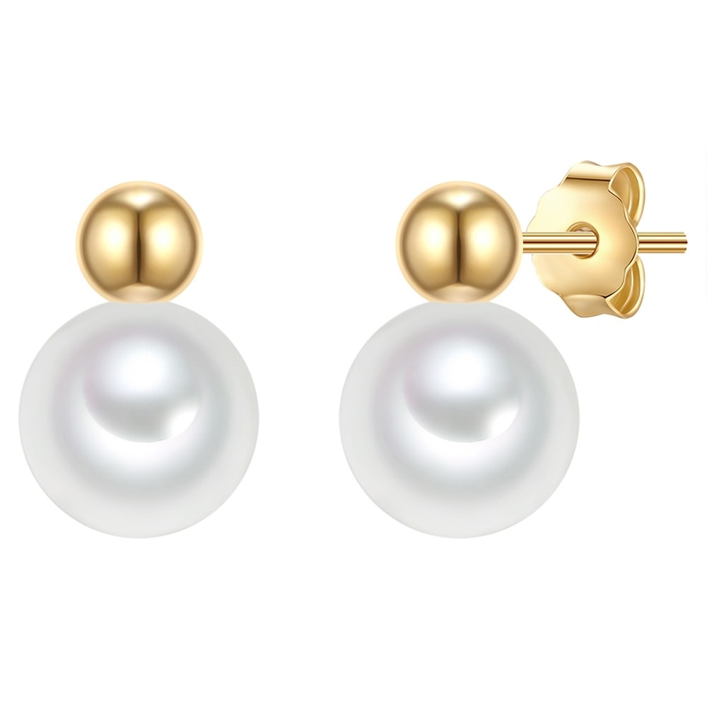 Valero Pearls Boucles doreilles Argent sterling Perle de culture d'eau douce en Or jaune Boucles d'oreilles
