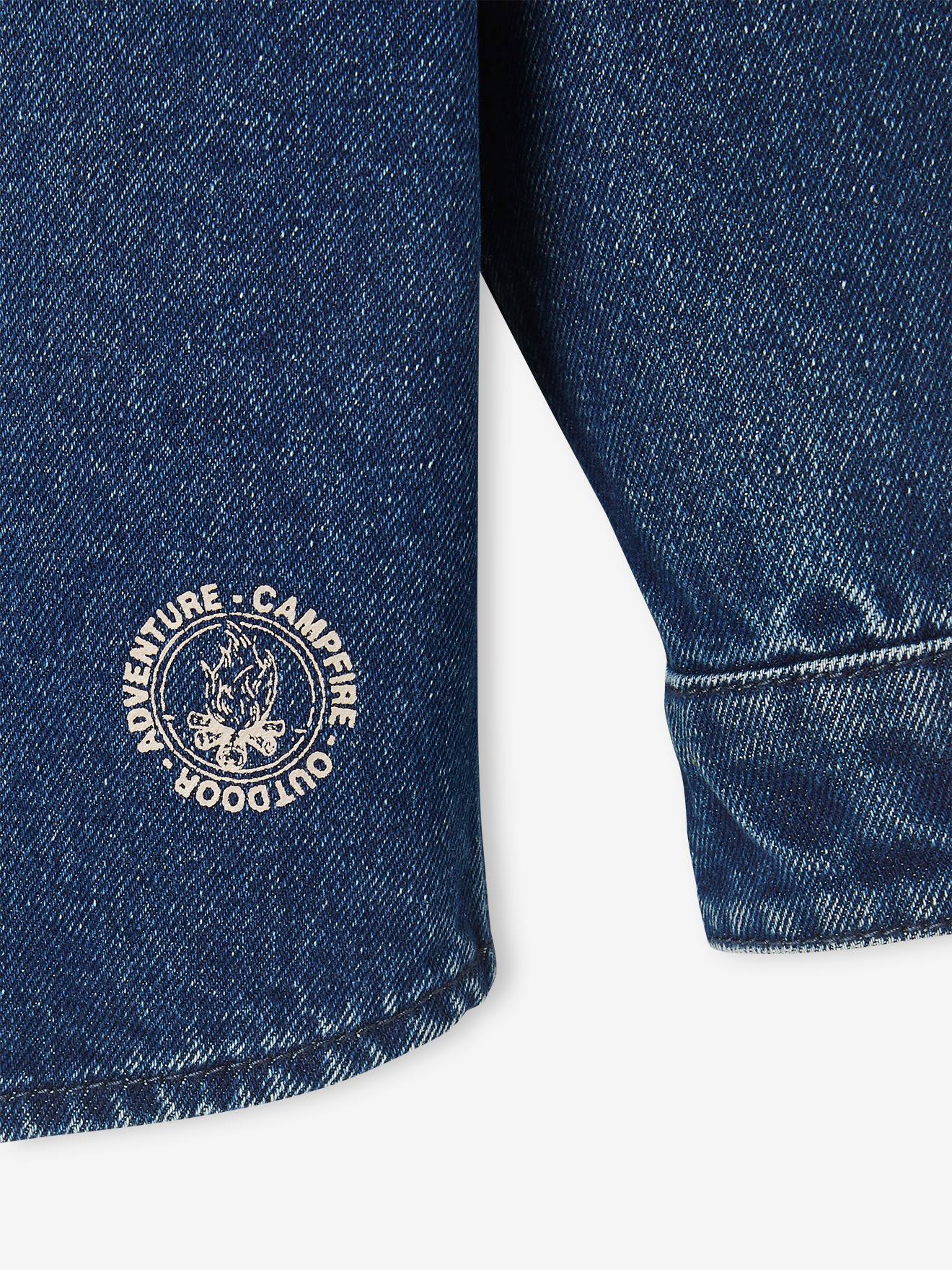 Surchemise en jean garçon col velours denim brut