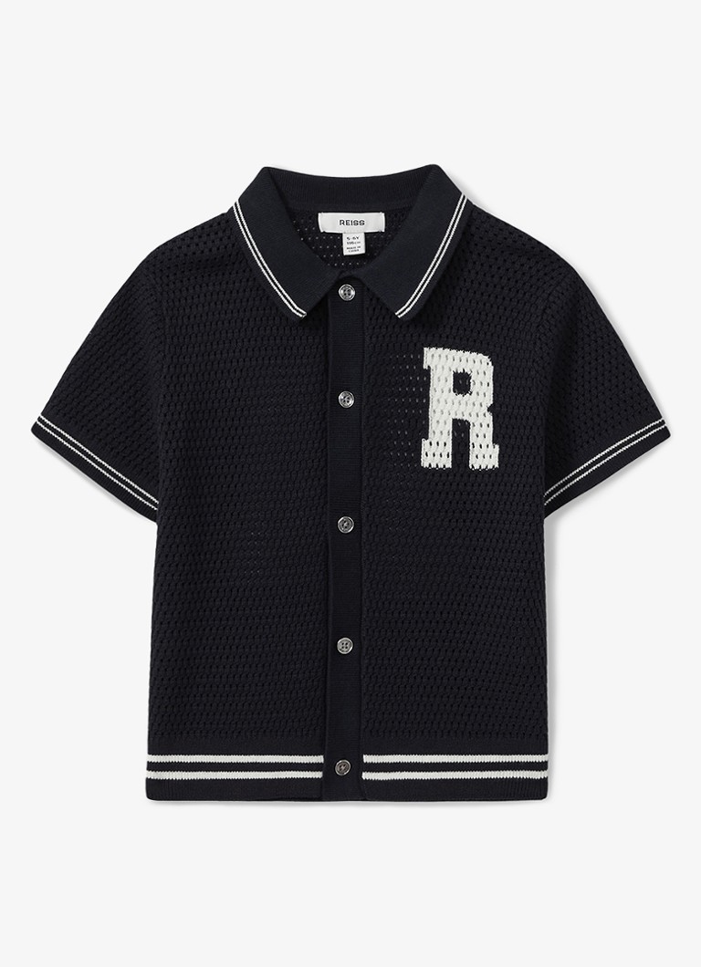 Camisa Reiss Mikan com design vazado e bordado.