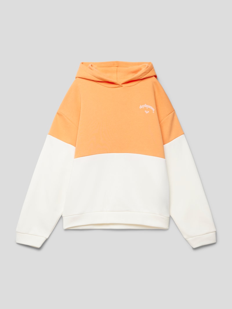 Hoodie mit Statement-Prints Modell 'DREAMS FOR PLANS' in orange