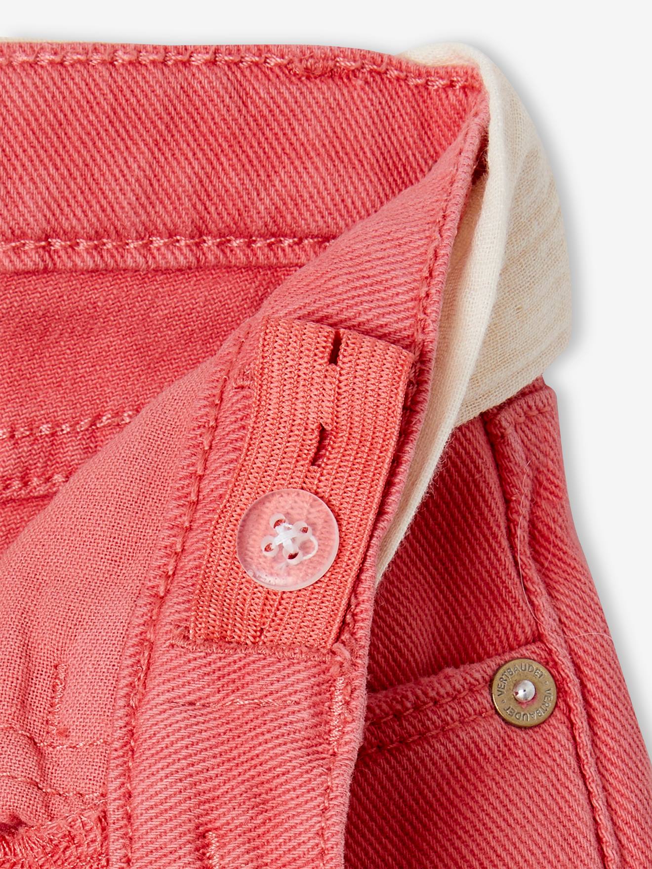 Vertbaudet Mädchen Hose mit Stoffgürtel, Mom-Fit Oeko-Tex - pfirsich