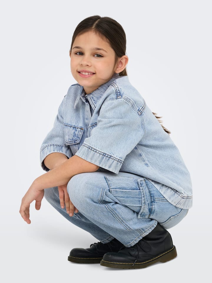 KIDS ONLY Cargo-Jeans KOGHARMONY WIDE CARGO CARROT in light blue denim günstig kaufen