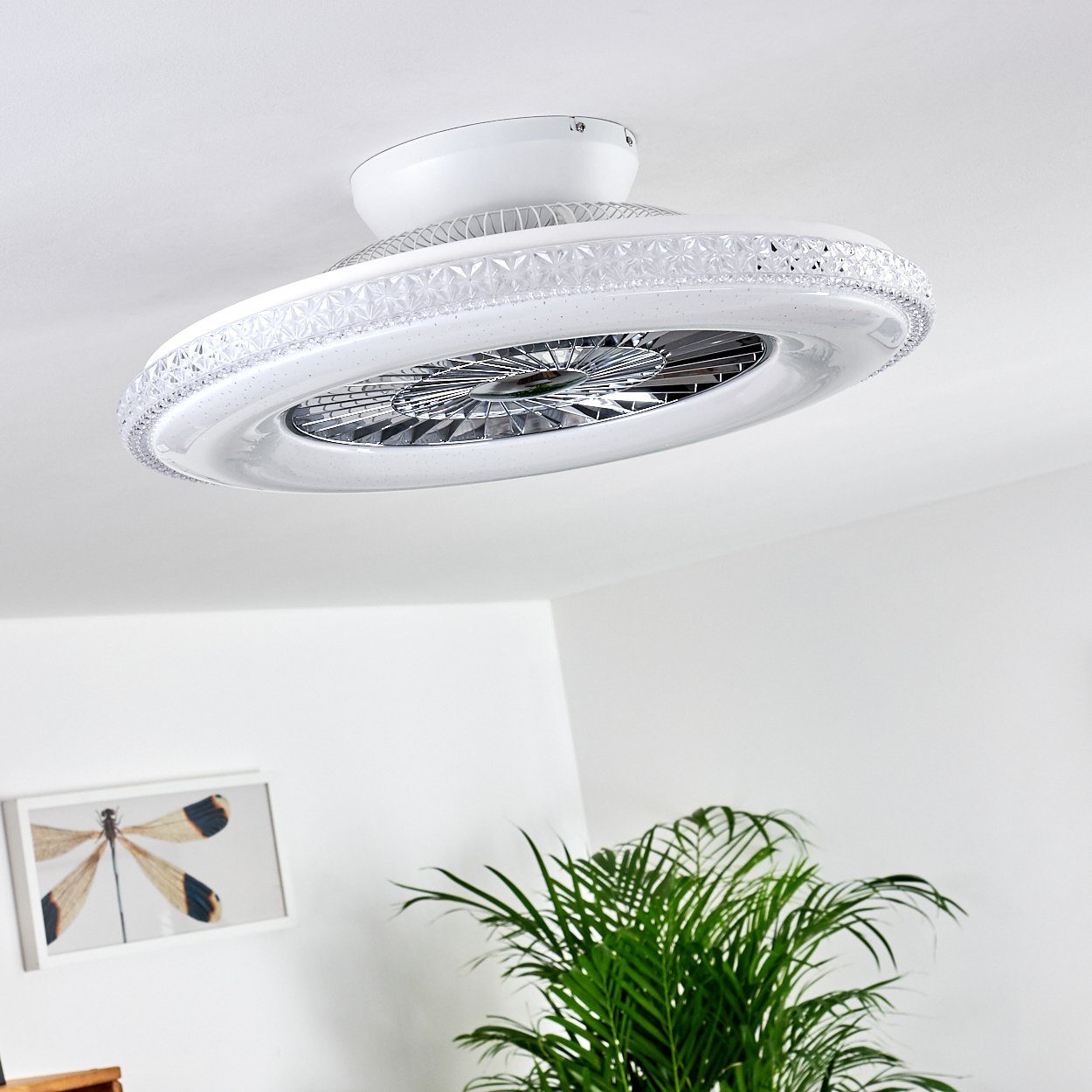 hofstein Deckenventilator Vaprio LED Deckenventilator in Weiß/Chorm
