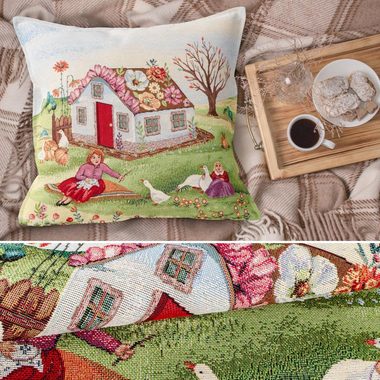 ANRO Dekokissen Kissenbezug Kissenhülle Deko Kissen Gobelin mit oder ohne Füllung, Jacquard Gobelin