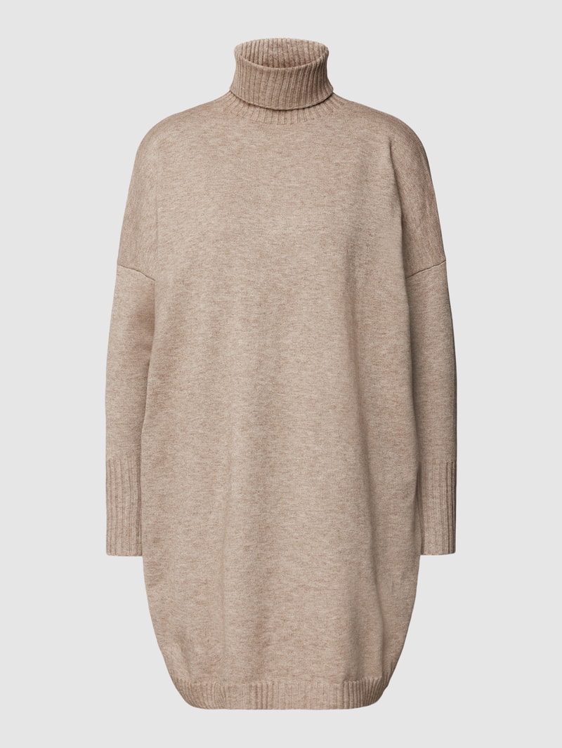 Knielanges Kleid mit Paspelierung in sand