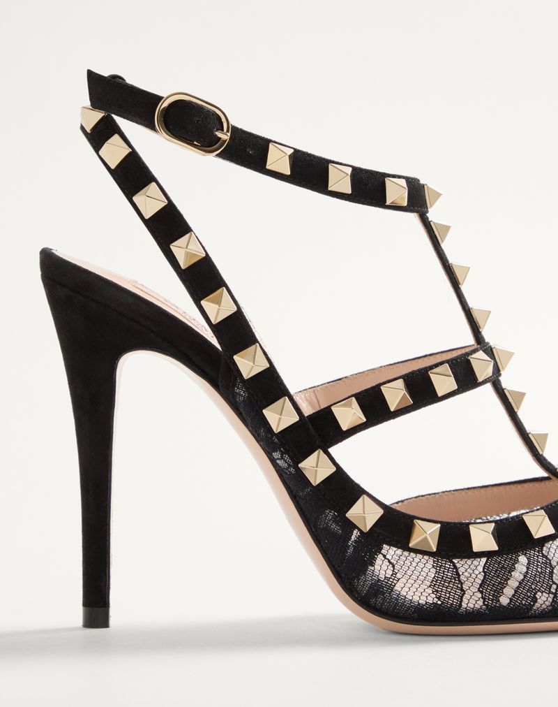 Sapatos de salto Rockstud Lace com tiras de 100 mm