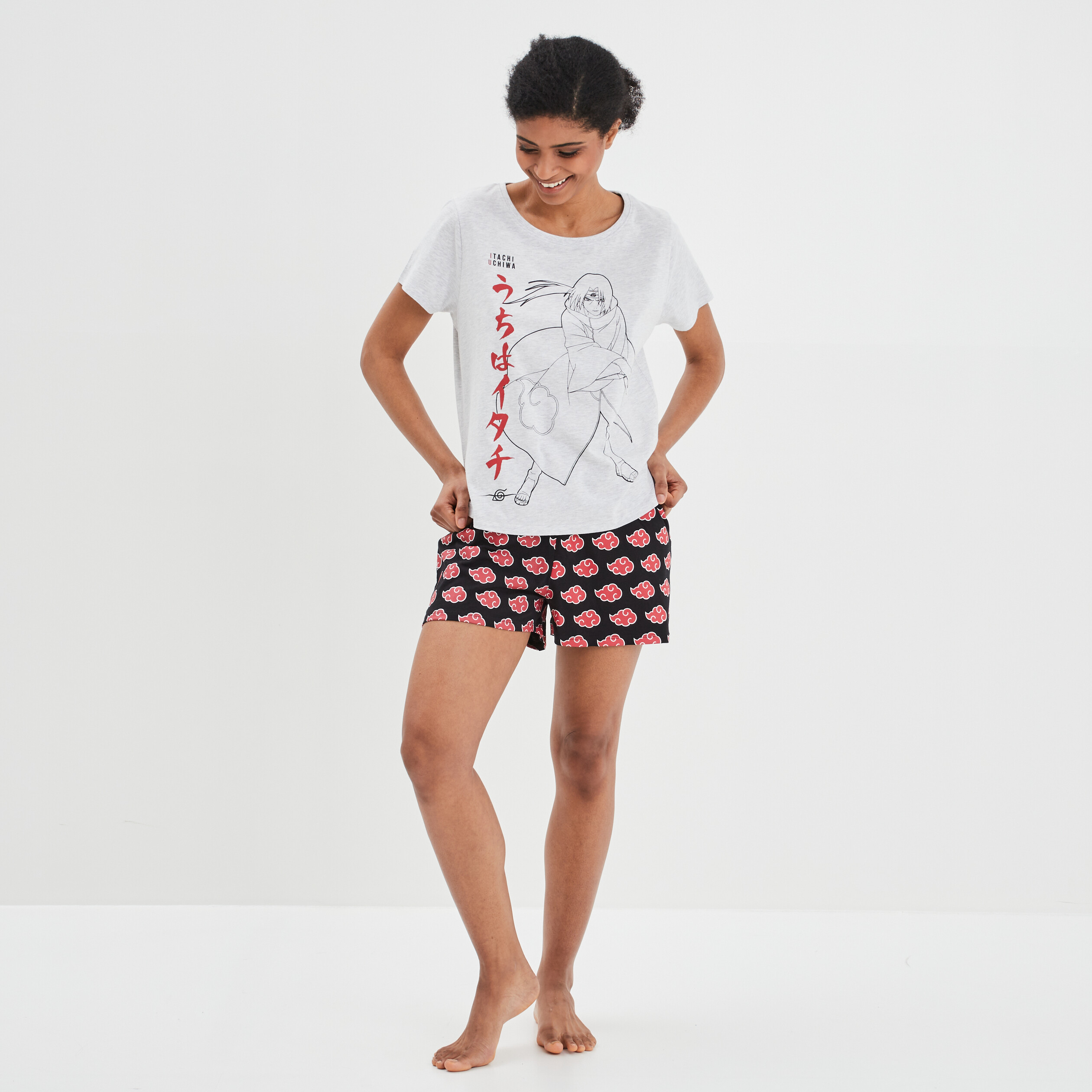 Ensemble pyjama short 2 pièces Naruto gris clair femme | La Halle