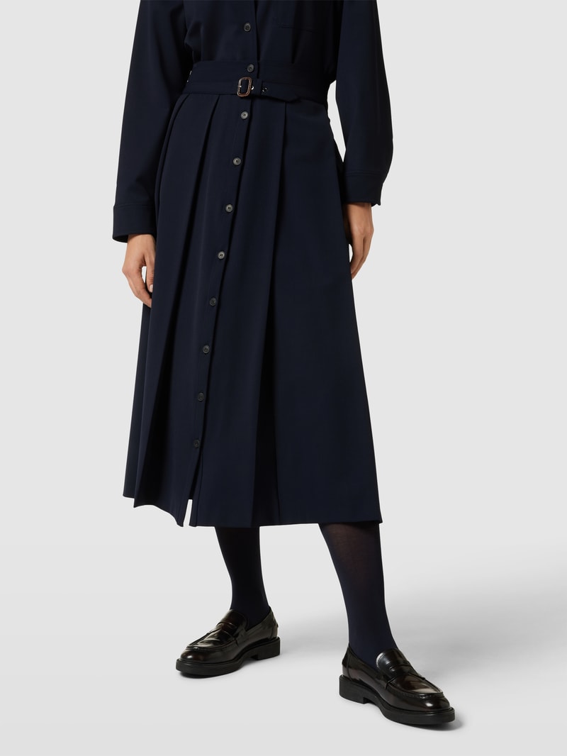 Faltenrock mit Gürtel Modell 'OSIRIDE' in marineblau