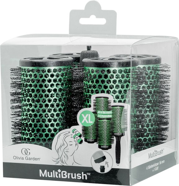 Olivia Garden MultiBrush 56/75 grün, 4er Set mit Griff Bürstenset