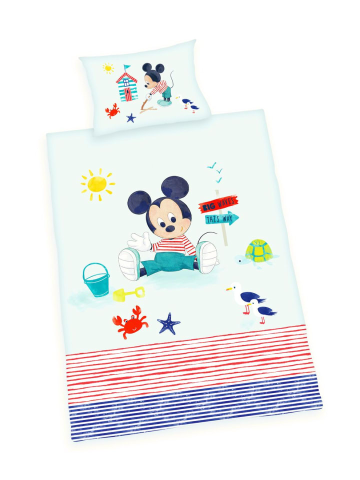 Herding 2 tlg. Flanell Bettwäsche 100x135cm Disney Mickey Mouse in Bunt günstig kaufen 100x135 cm