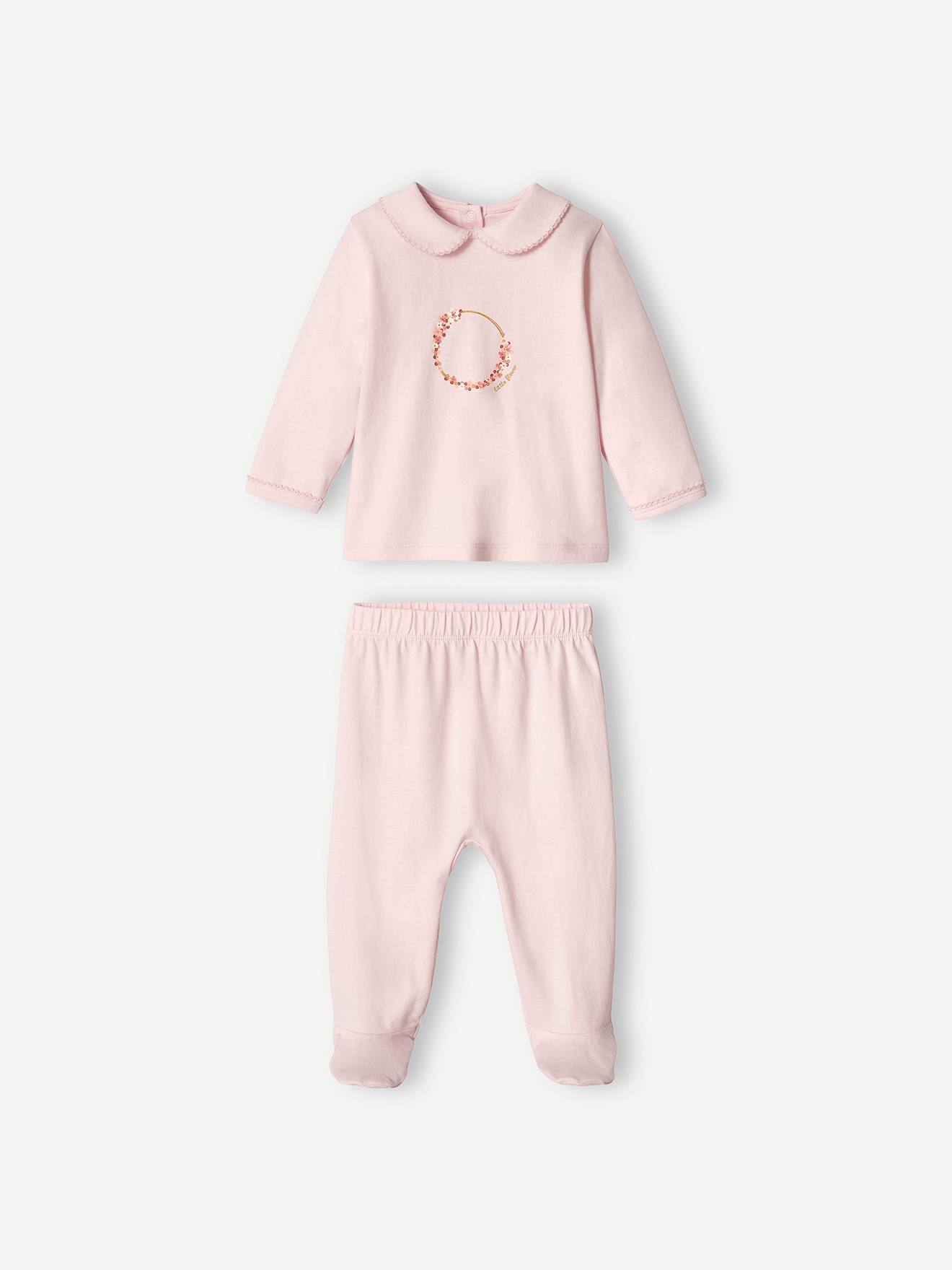 Lot de 2 pyjamas en jersey bébé fille lilas poudré