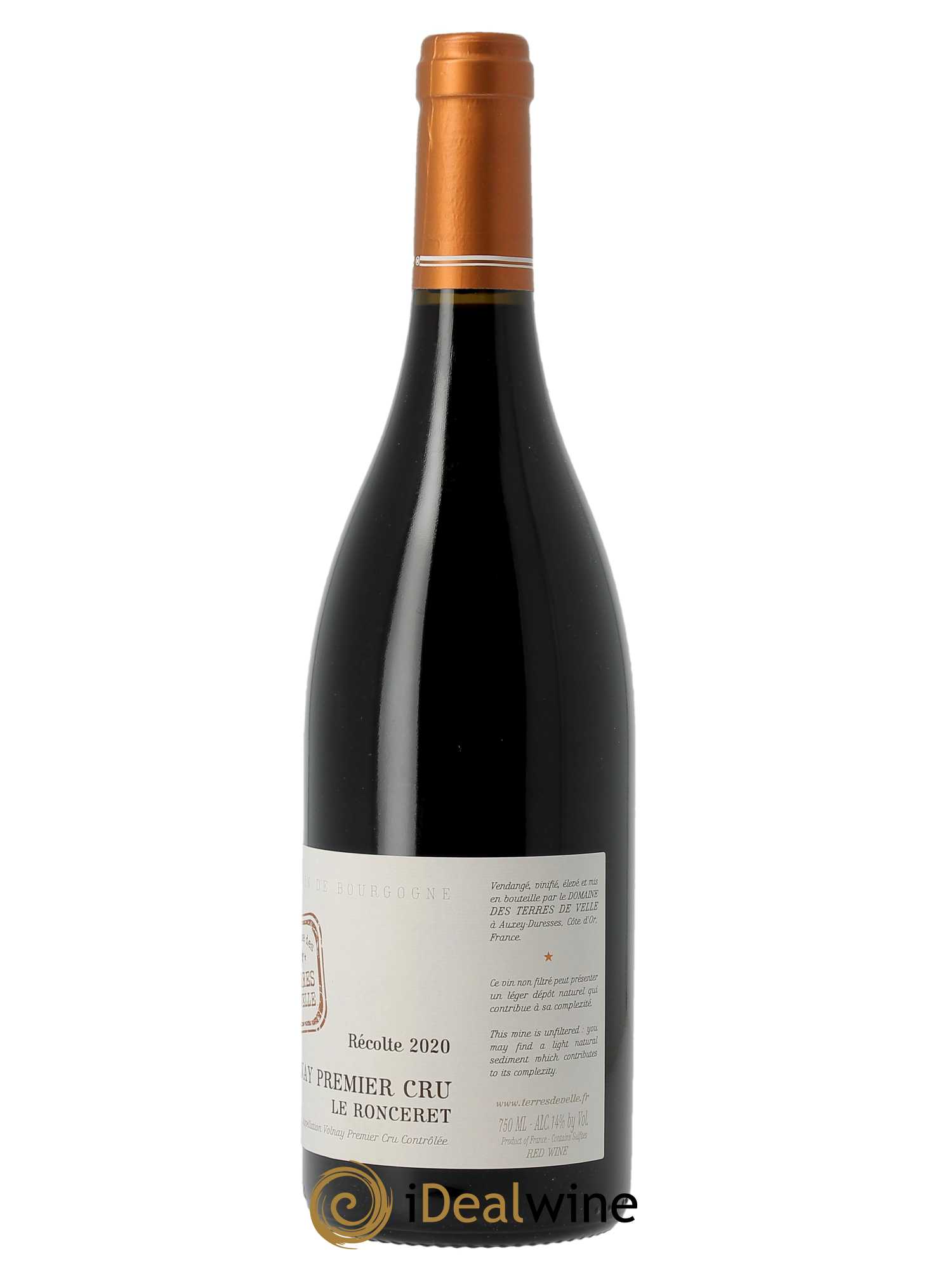Volnay 1er Cru Le Ronceret Terres de Velle  2020 - Lot de 1 Bouteille