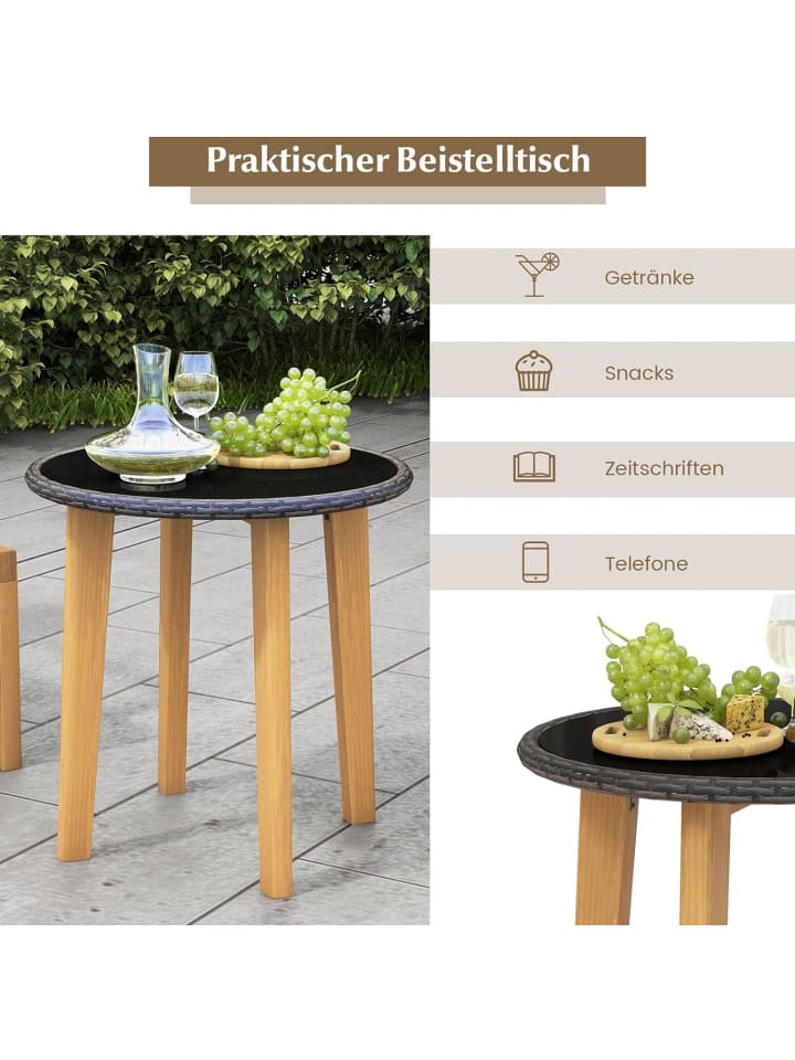 COSTWAY Gartenmöbel Polyrattan 3 tlg. Set in Weiß günstig kaufen onesize