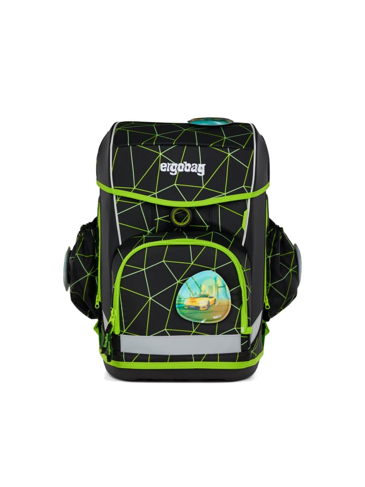 Ergobag Grundschulranzen-Set CUBO LIGHT CyBär Race 6-tlg. in Schwarz/Grün günstig kaufen onesize