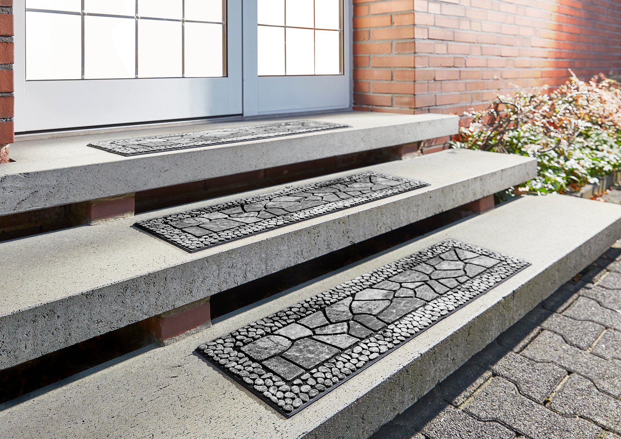 Stufenmatte Treppenmatte, Andiamo, rechteckig, Höhe: 10 mm, 24 x 90 cm, 2er Set, Outdoor, aus Gummi, Mosaik Muster