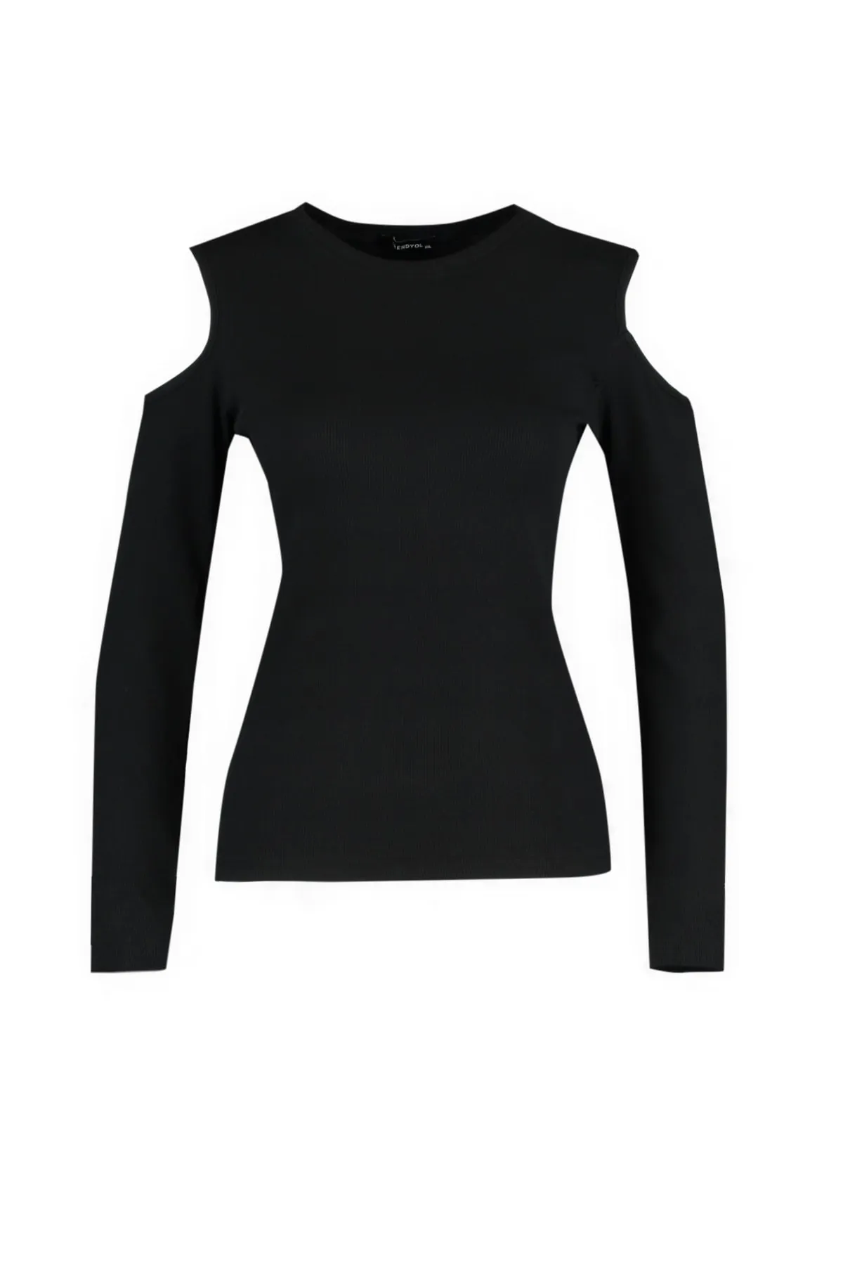 Trendyol Curve  Schwarze Strickbluse mit Schulterdetails TBSSS22AF0045