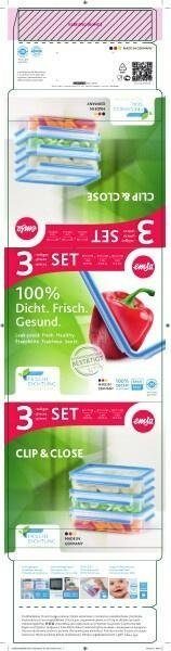 Emsa Frischhaltedose Clip & Close, Kunststoff, (Set, 3-tlg), 1,2 Liter