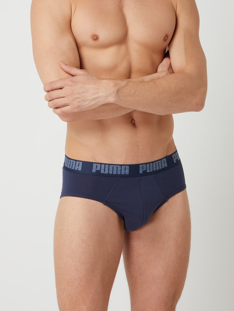 Slip mit Stretch-Anteil im 2er-Pack in blau meliert