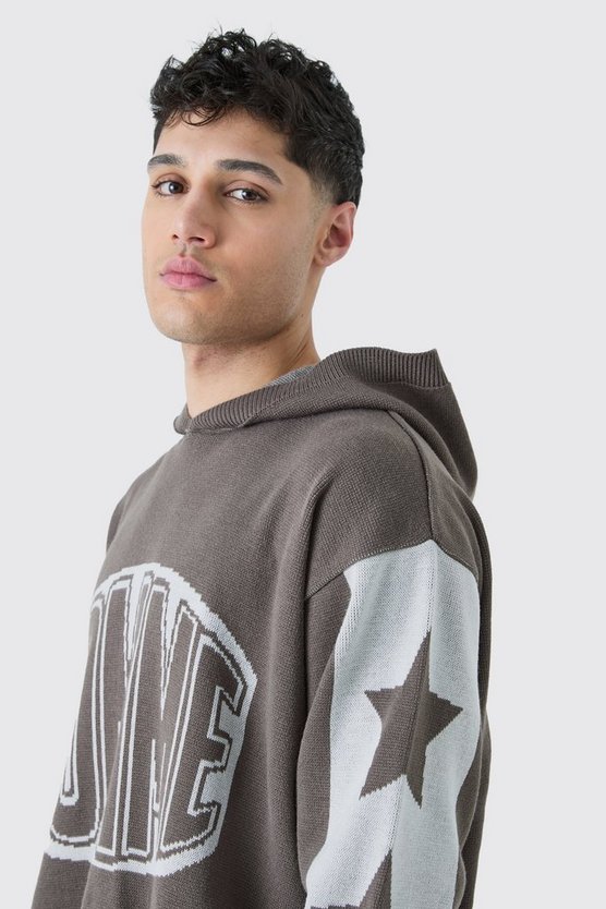 Kastiger Hoodie mit Moto-Print