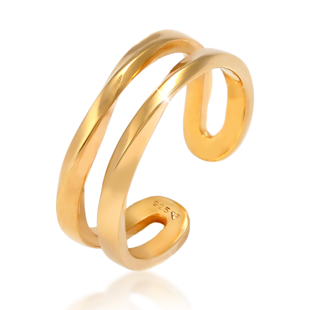 Elli Elli Bague Zweireihig offen verstellbar 925er Silber Bague