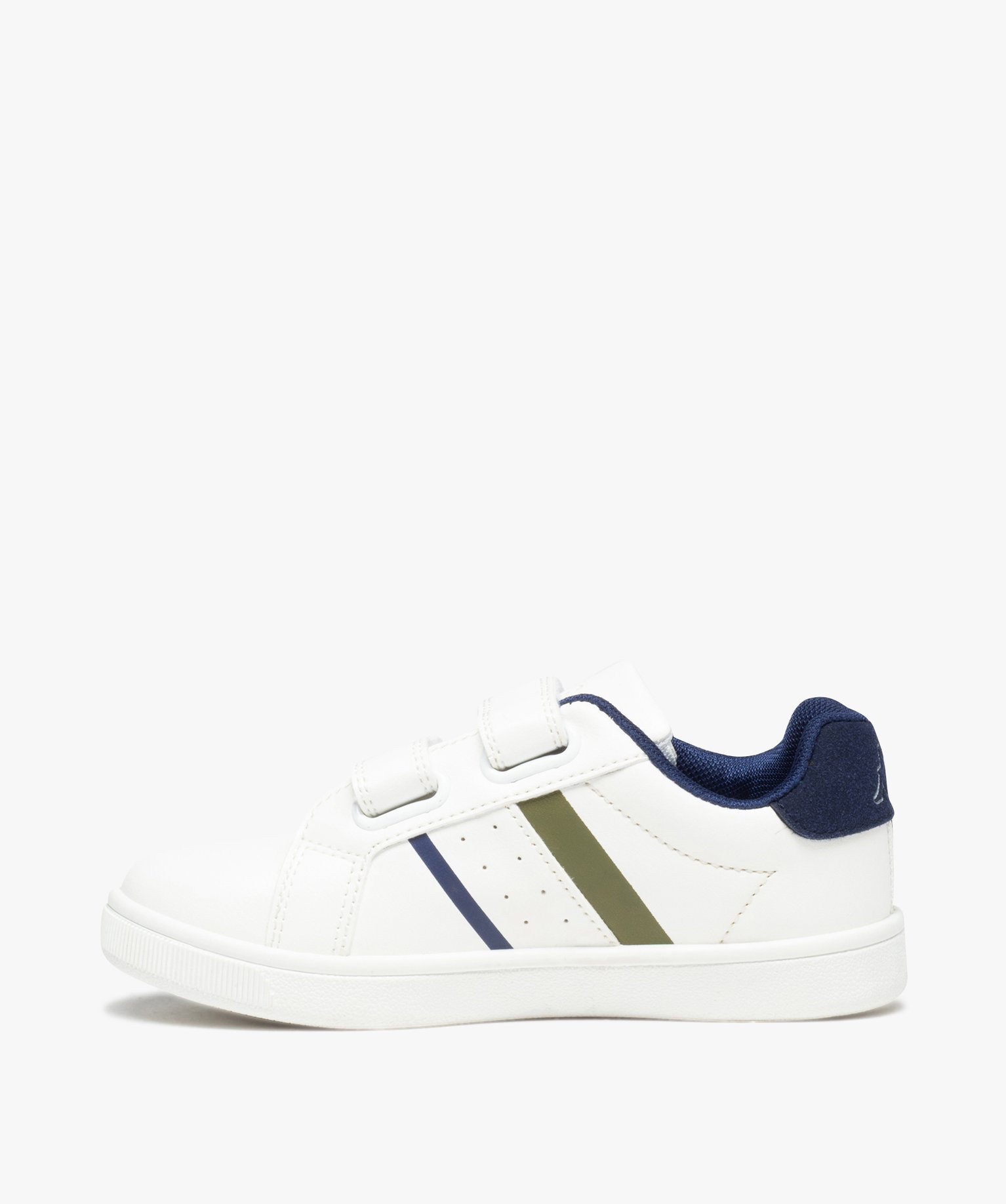 Baskets Garçon unies à bandes colorées et à scratch - Kappa blanc | GEMO