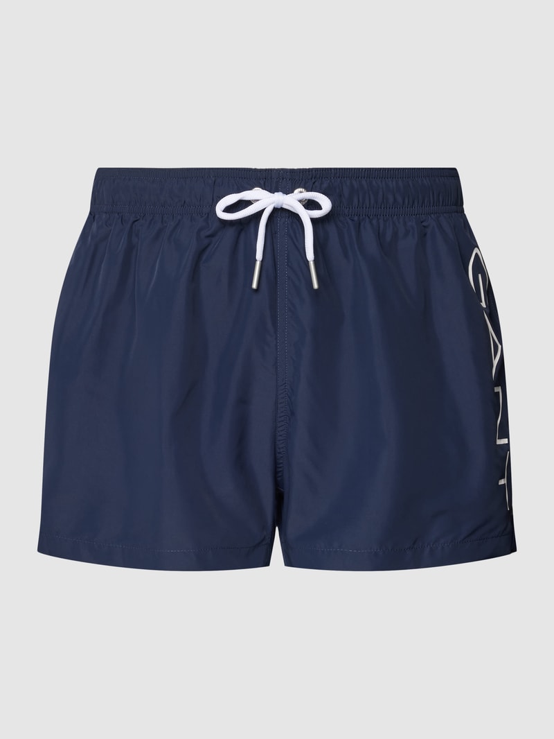 Badehose mit Logo-Print in marineblau