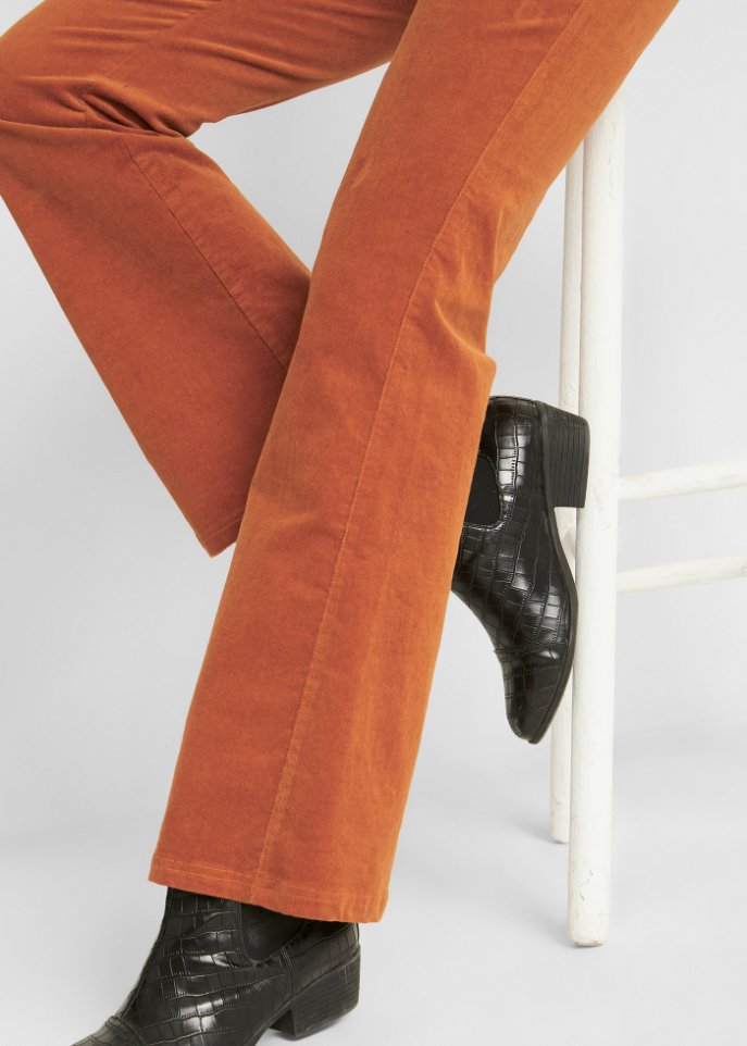 Stretch-Cord-Schlaghose mit High-Waist-Bequembund