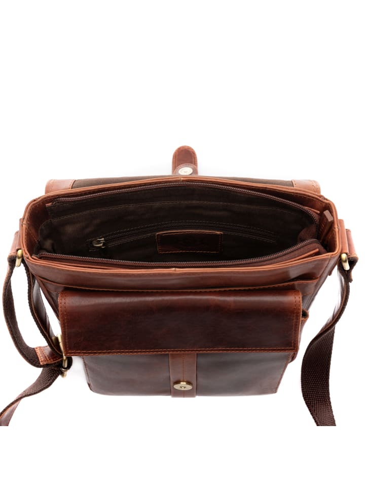 SID & VAIN Leder-Umhängetasche echt Leder Ledertasche groß | Ledertasche cognac NICO in braun günstig kaufen onesize