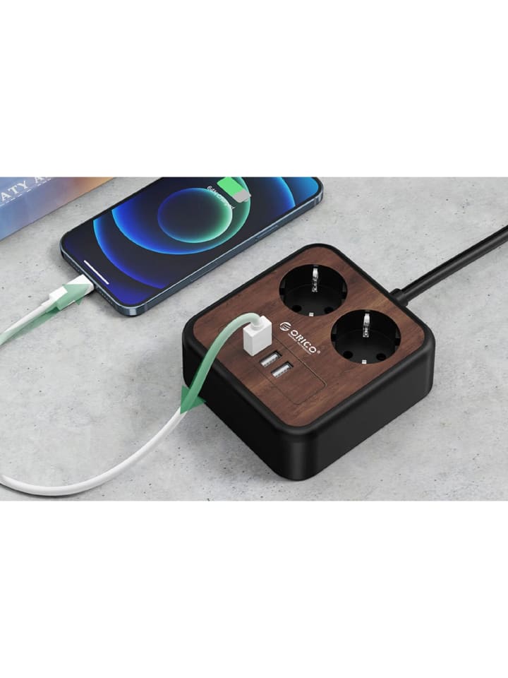 COFI 1453 Steckdosenleiste mit 2 AC-Steckdosen, 3x USB, Orico, 1,4m, 2500W in Braun günstig kaufen onesize